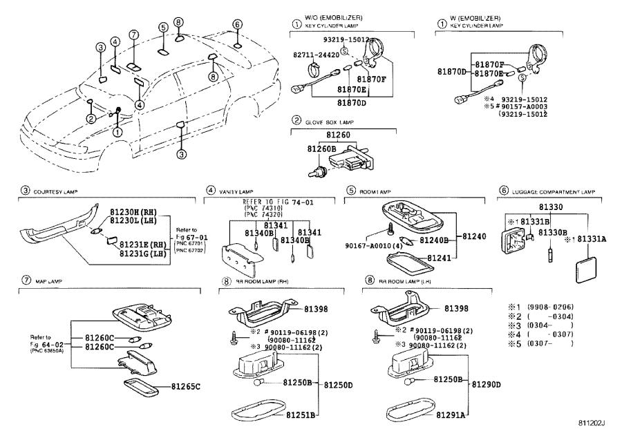 2001 Toyota Avalon Bulb 9008498043 Genuine Toyota Part