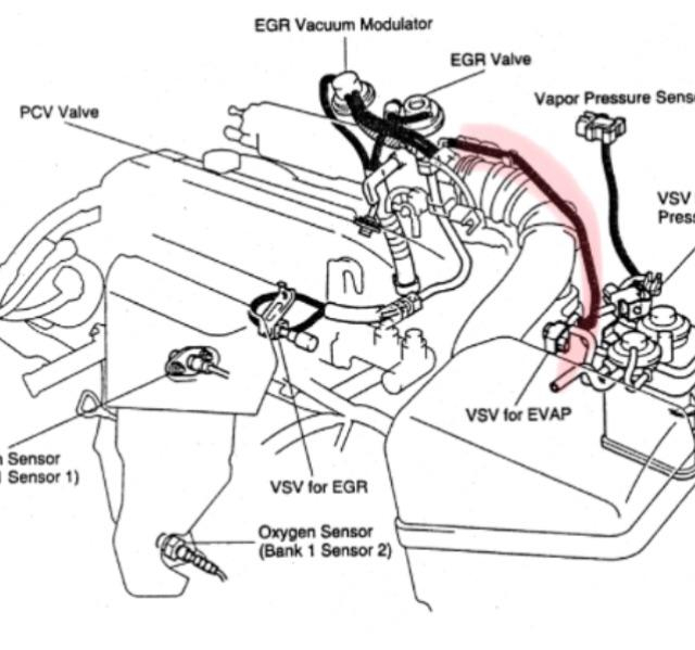 99 Toyota Camry 2 2L AT Need Help Identifying Highlighted Hose To 
