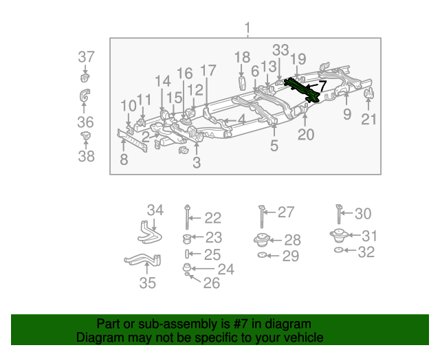 Genuine OEM Cross Member Part 51206 0C012 Fits 2000 2002 Toyota Tundra 