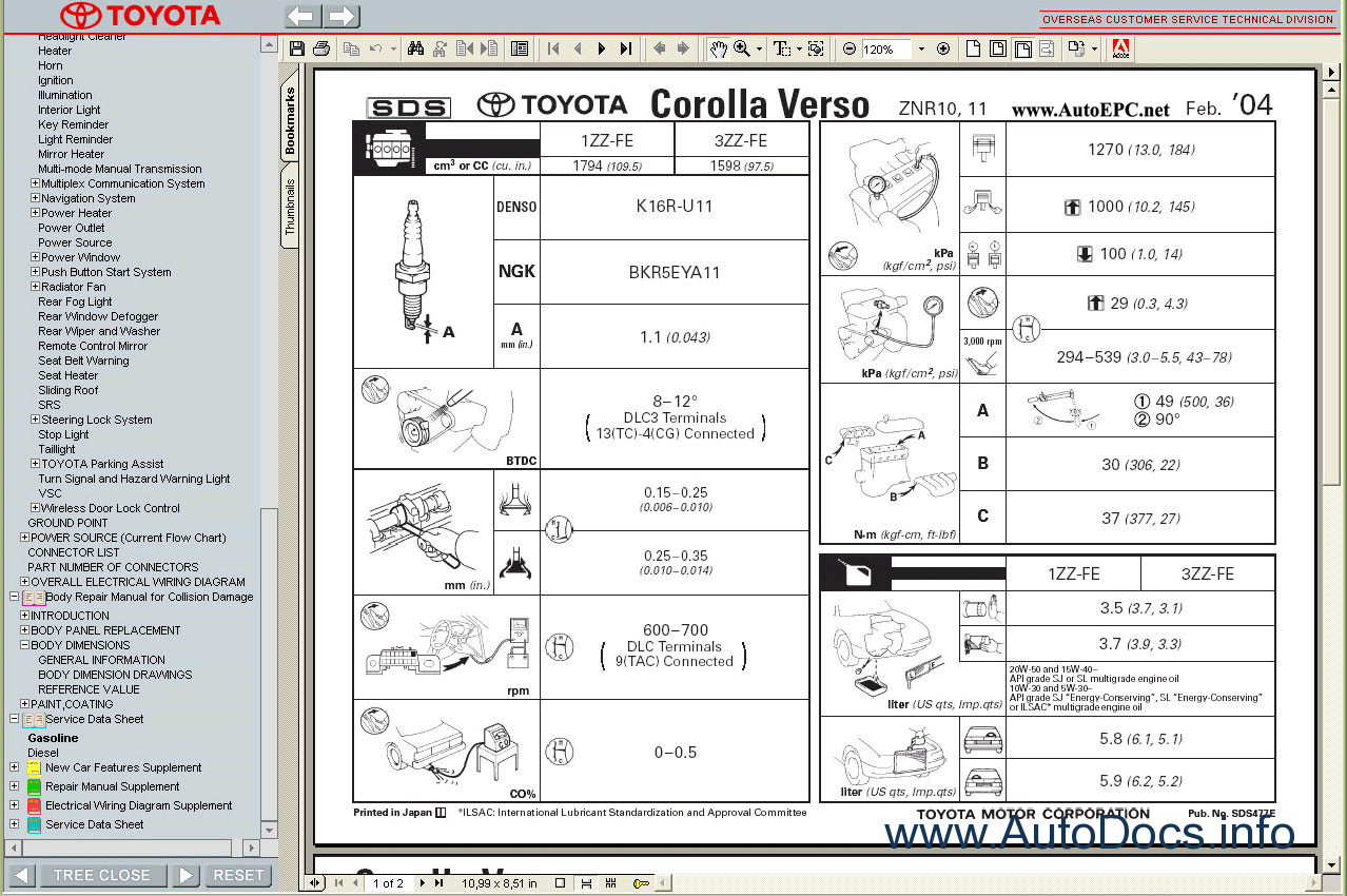 Toyota Corolla Verso 2004 2009 Service Manual Repair Manual Order 