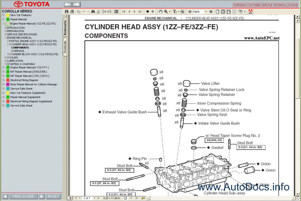 Toyota Corolla Verso 2004 2009 Service Manual Repair Manual Order 