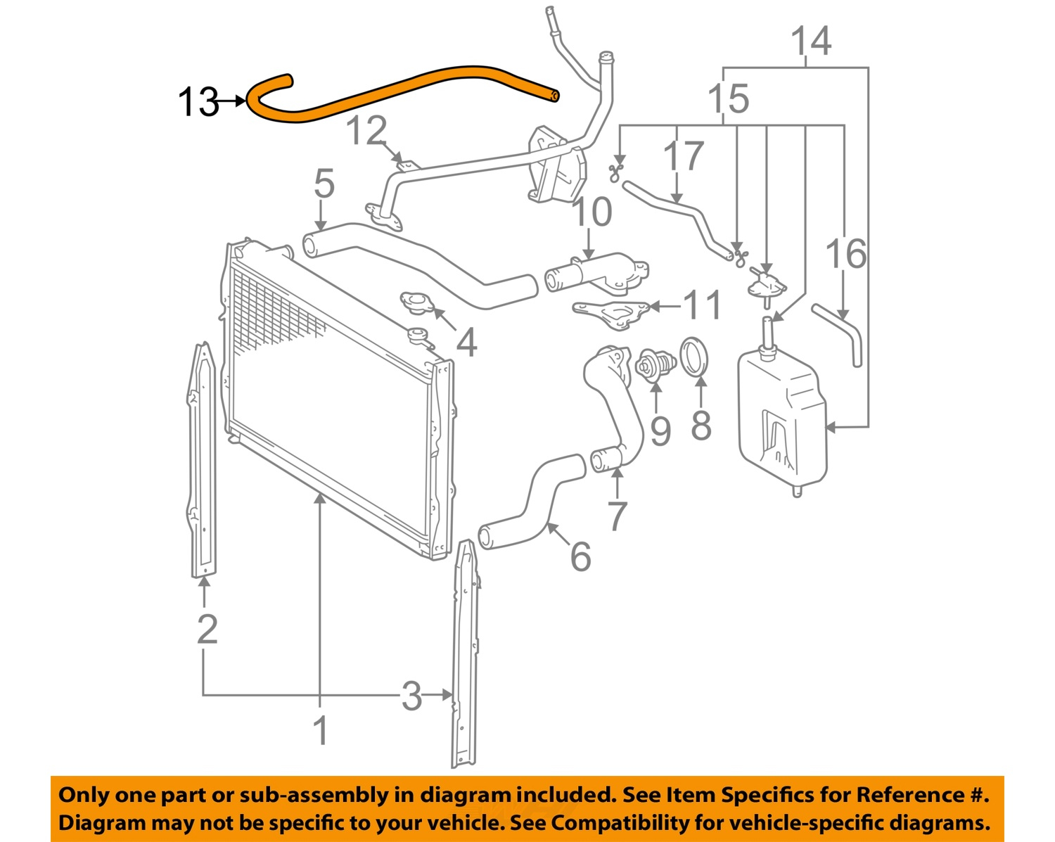 Toyota OEM 1996 2004 Tacoma 3 4L V6 Radiator Bypass Hose 16261 62060 