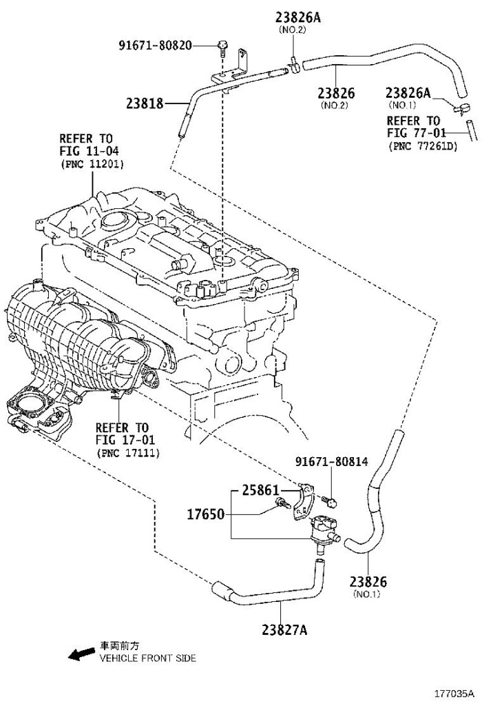 Toyota Prius V Evaporative Emissions System Lines Engine 2382737040 